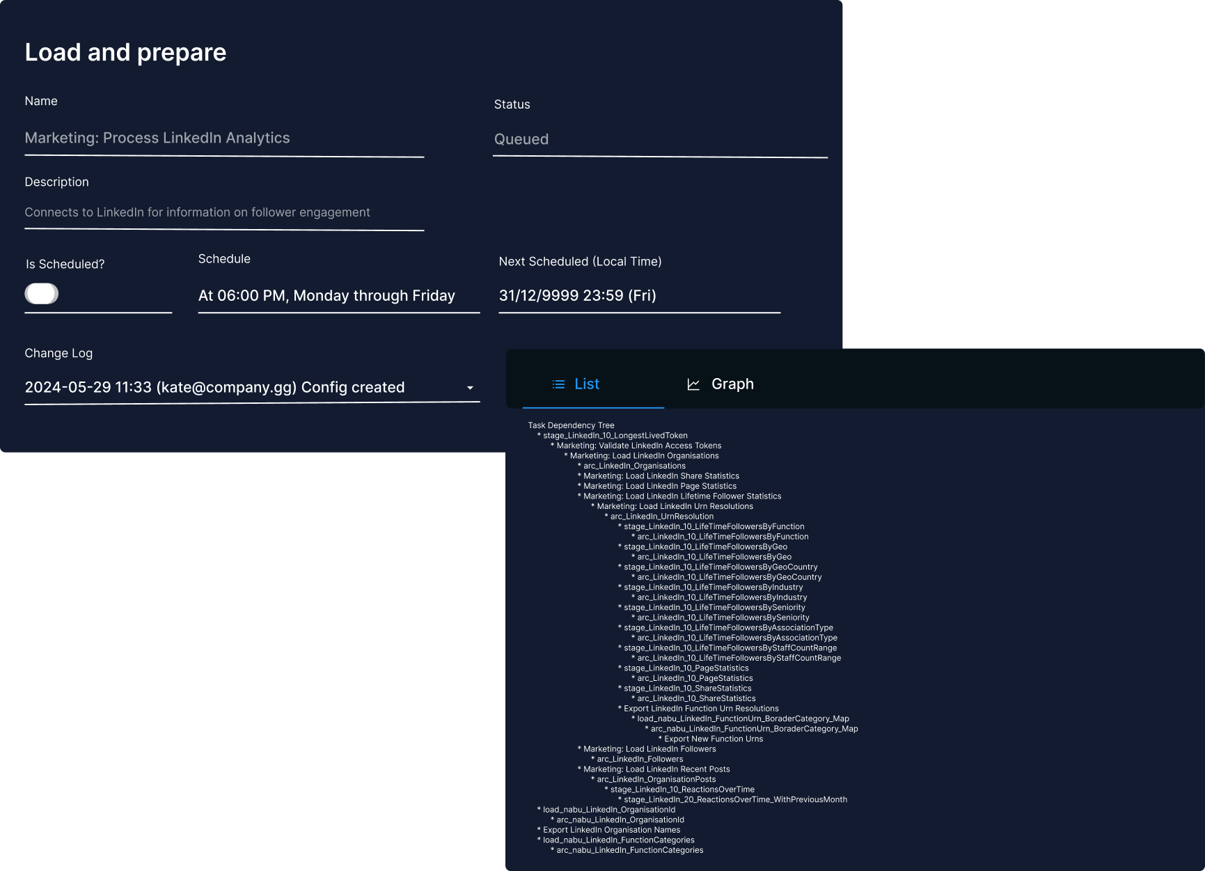 Scheduler history dark mode